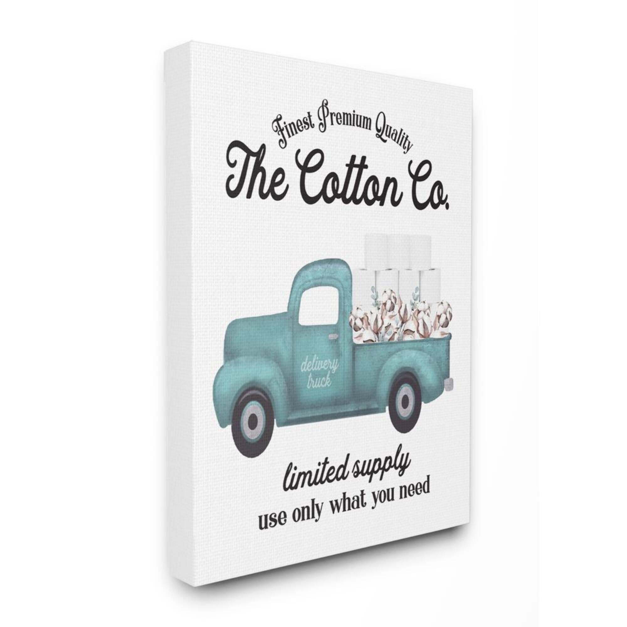 Stupell Industries Toilet Paper Family Bathroom Sign Premium Cotton Truck Canvas Wall Art